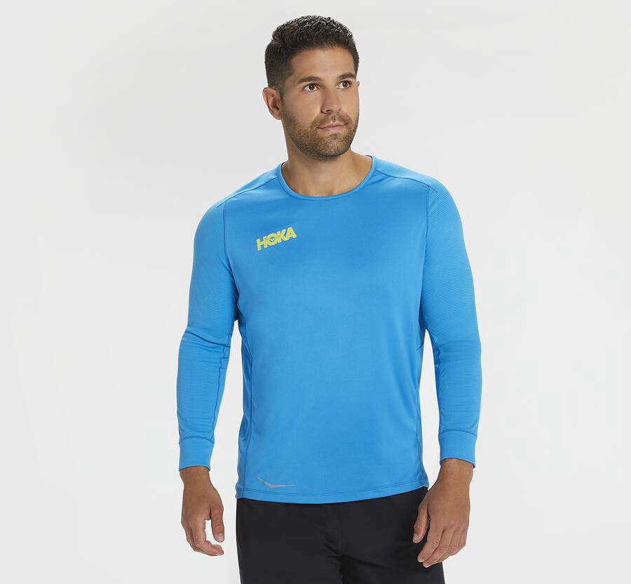 Hoka One One Top Panske Modre - Performance 3/4 Sleeve - 91327-OWMT